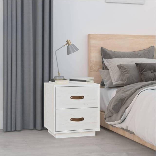 (White, 1) vidaXL 1/2x Solid Wood Pine Bedside Cabinet Nightstand End Table Multi Colours