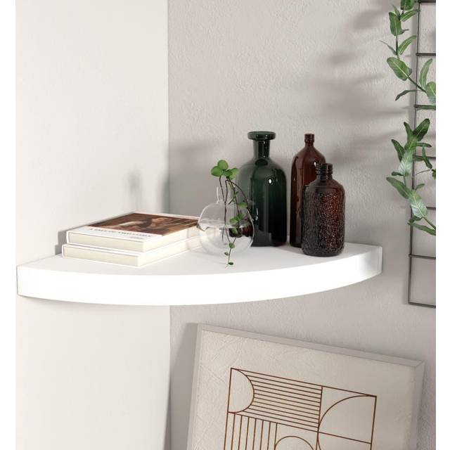 vidaXL Floating Corner Shelf White 35x35x3.8 cm MDF Display Hanging Rack Home
