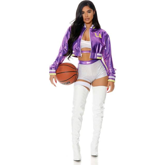 Enjoy the Show Sexy Women&#39;s Basketball Player Costume - Green&#47;Purple&#47;White (L/XL)