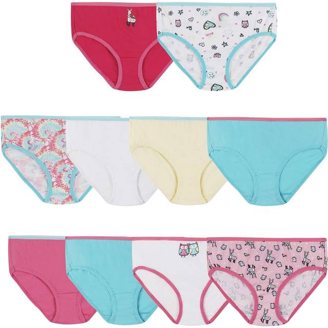 Hanes Girls And Toddler Underwear  Cotton Knit Tagless Brief  Hipster  Bikini Panties  Multipack Colors May Vary  Briefs - Assorted - 10 Pack  16 US