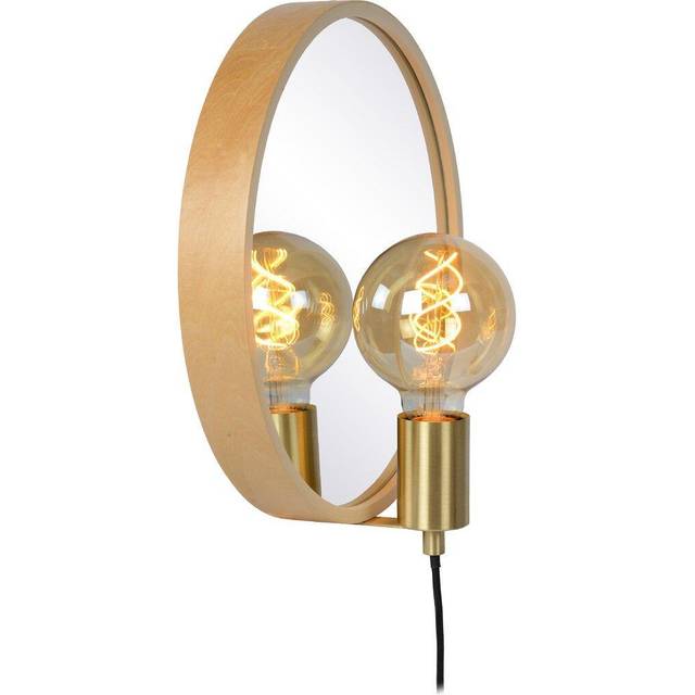 Reflex - Round Mirror Light - 1xE27 - Light Wood - Lucide