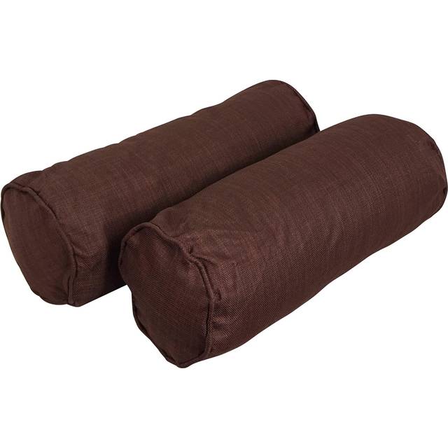 Blazing Needles Indoor/Outdoor Corded Bolster Pillow, 20 x 8, Cocoa 2 Count