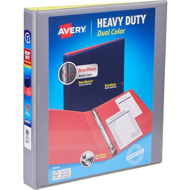 Avery Dual color Heavy-Duty View Binder  grayYellow  1 Slant Rings  Holds 250 Sheets 79898