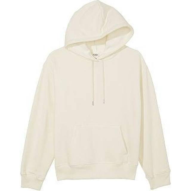Victorias Secret PINK Cream Oversized Premium Fleece Oversized Hoodie - cream - LARGE