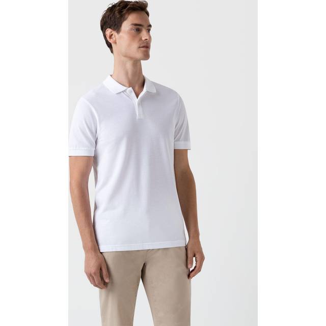 Sunspel Short Sleeve Pique Polo White
