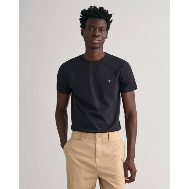 GANT Slim Shield SS T-shirt för män, svart, standard, svart, XL