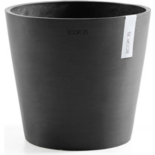 "Ecopots Amsterdam Durable Indoor/Outdoor Modern Round Recycled Plastic Planter Flower Pot  Dark Grey  10"""""""""