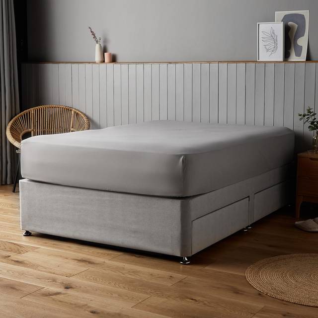 Silentnight Supersoft enkelt dra-på-lakan – grått djupt monterade lakan med elastisk fåll och icke-järntyg – maskintvättbar och allergivänlig – enkel 90 x 190 cm – grå