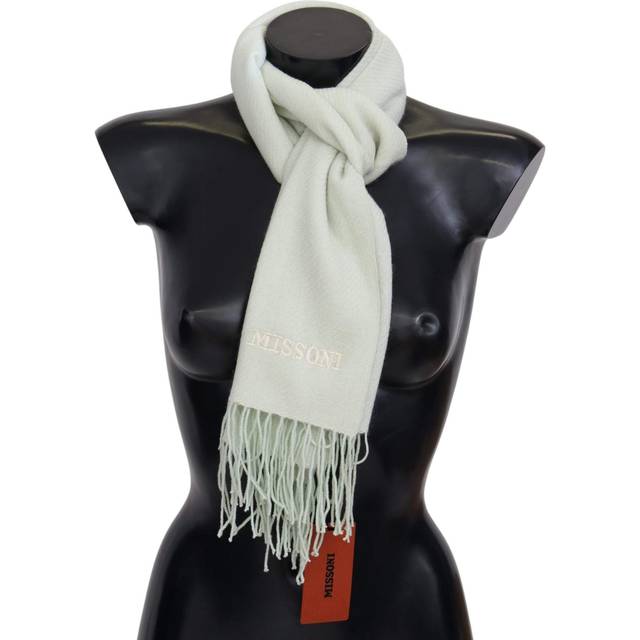 Missoni, Accessoarer, Herr, ONE Size, White Pattern Cashmere Unisex Wrap Fringes Scarf - white (ONE SIZE)