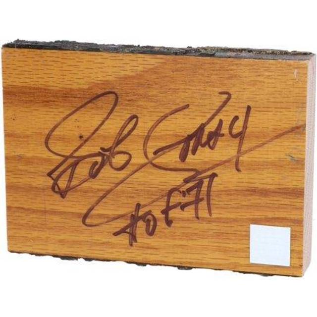 Bob Cousy Boston Celtics Autographed 4" x 6" Boston Garden Parquet with "HOF 71" Inscription