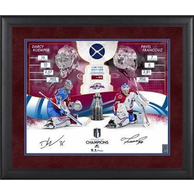 Darcy Kuemper & Pavel Francouz Colorado Avalanche Framed Autographed 2022 Stanley Cup Champions 16" x 20" Collage with a Piece of Game-Used Net from the 2022 Stanley Cup Final - Limited Edition of 99