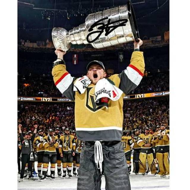 Jack Eichel Vegas Golden Knights Autographed 2023 Stanley Cup Champions 8" x 10" Raising Cup Photograph