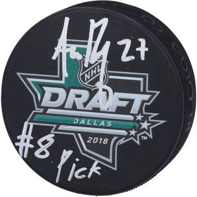 Adam Boqvist Columbus Blue Jackets Autographed 2018 NHL Draft Logo Hockey Puck with "#8 Pick" Inscription
