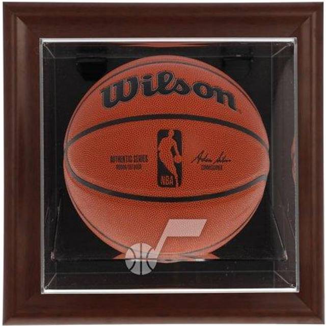Utah Jazz Brown Framed Wall-Mounted Basketball Display Case