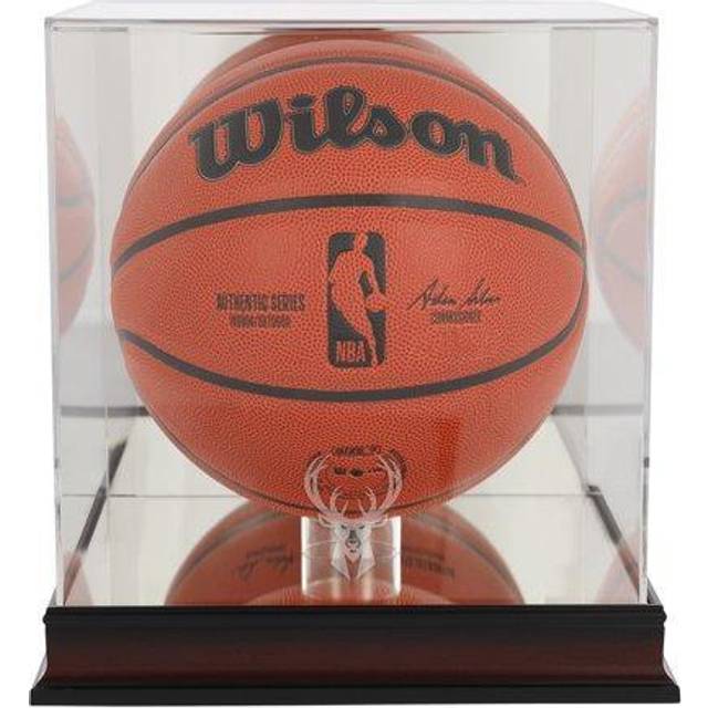 Milwaukee Bucks Mahogany Team Logo Basketball Display Case with Mirrored Back