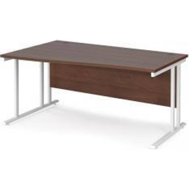 Maestro 25 Wave Office Desk White Frame and Walnut Table Top - Left Hand - 1600mm
