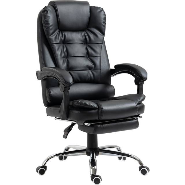 HOMCOM PU Leather Home Office Chair High Back Computer Chair with Swivel Wheels - Black