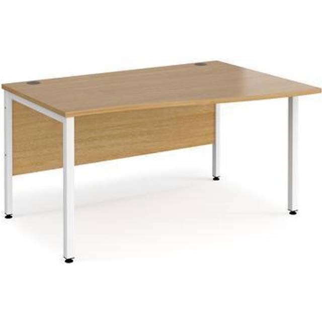 Office Desk | Right Hand Wave Desk 1400mm | Oak Top With White Frame | Maestro 25 MB14WRWHO