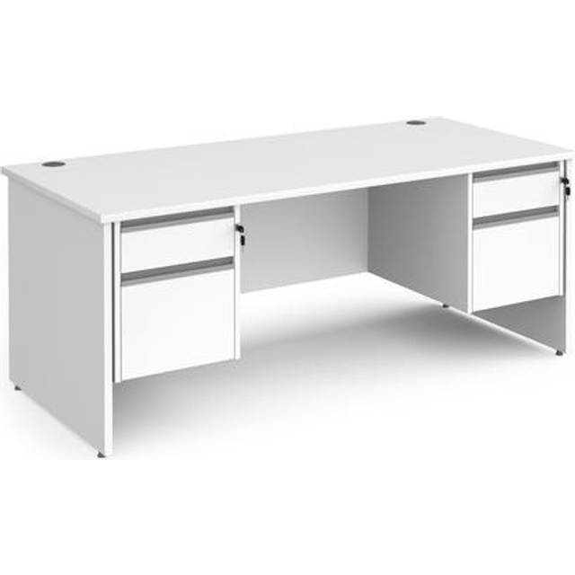 Dams Contract 25 Straight Desk with 2 and 2 Drawer Silver Pedestals and Panel Le - white