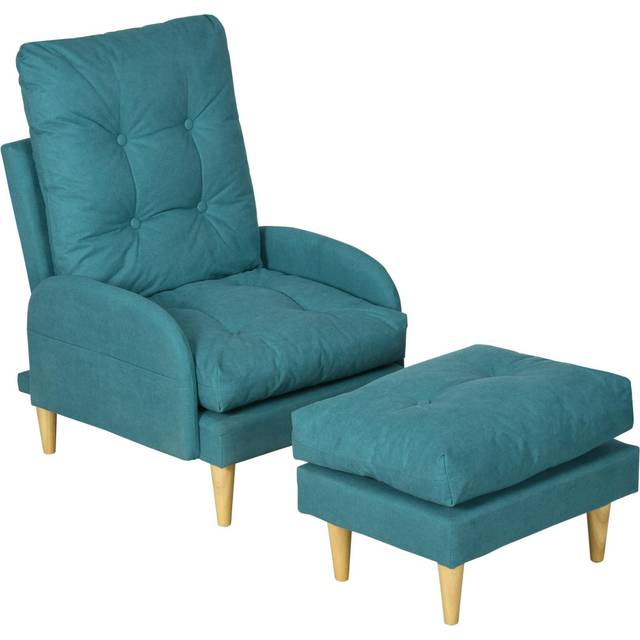 HOMCOM Luxe Velvet-Feel Accent Chair w/ Wide Arms Slanted Back Wood Legs Yellow | TJ Hughes