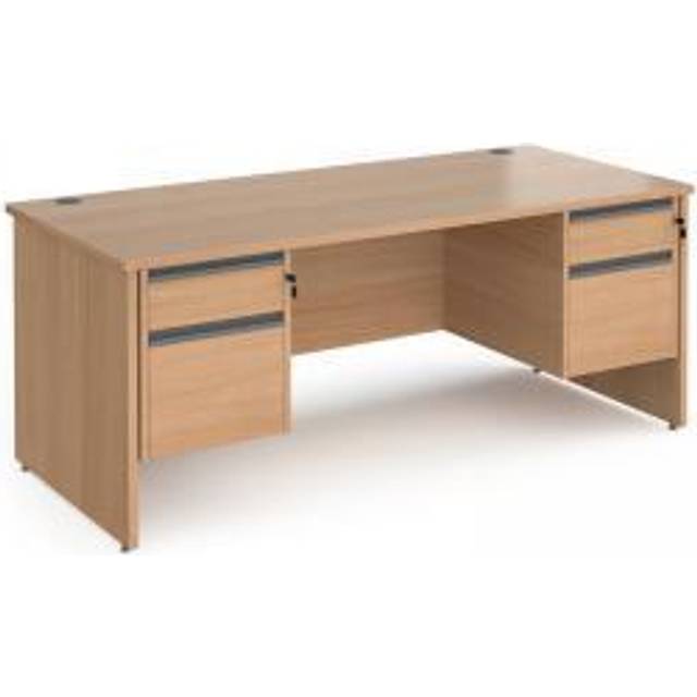 Dams Contract 25 Straight Desk with 2 and 2 Drawer Graphite Pedestals and Panel - beech