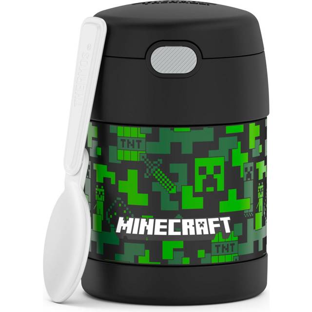 Thermostat Kids Vacuum Insulated Food Jar with Spoon  Minecraft  10 Ounce  Stainless Steel