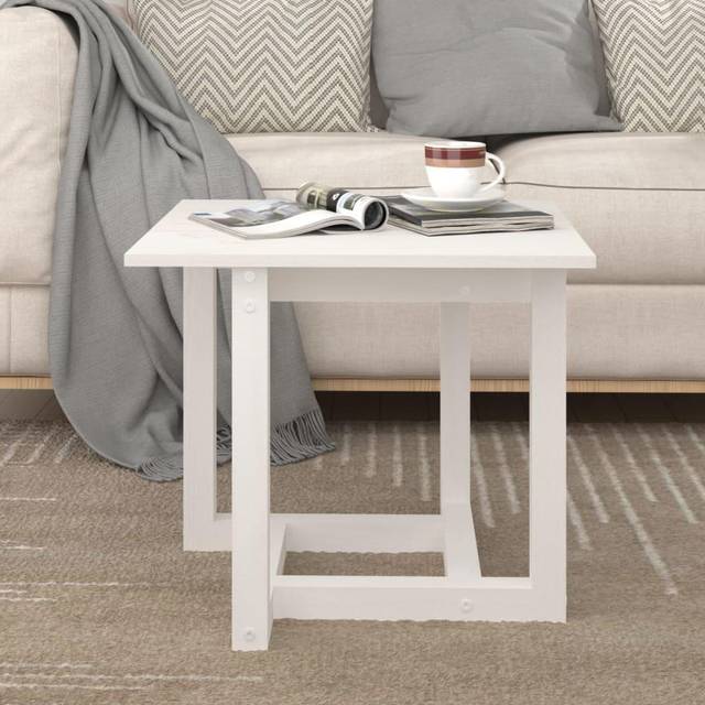 Soffbord vit 50x50x45 cm massiv furu