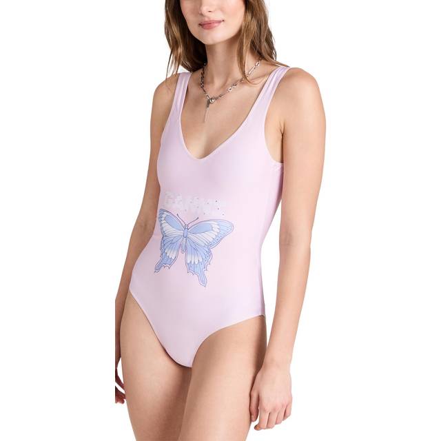GANNI Pink Printed Swimsuit - 428 Light Lilac - DK 52