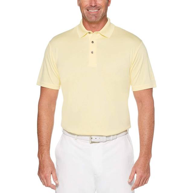 PgA TOUR mens Airflux Solid Mesh Short Sleeve Polo Shirt  Sizes - 4xl golf Shirt  Pale Banana  Small US