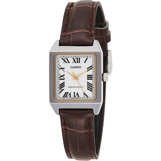Casio Standard Analog Chrome Plated Leather Strap White Dial Quartz LTP-V007L-7B2 Women's Watch white