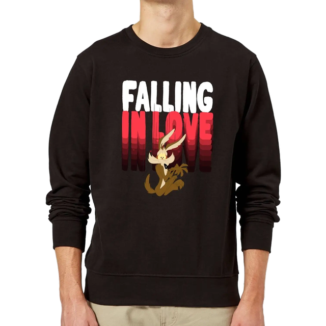 Looney Tunes Falling In Love Wile E. Coyote Sweatshirt - Black - XXL