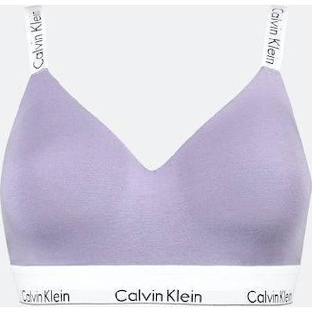 Calvin Klein dam ljusfodrad bralette, mjuka gjutna koppar, Lila (plash av druva), XS