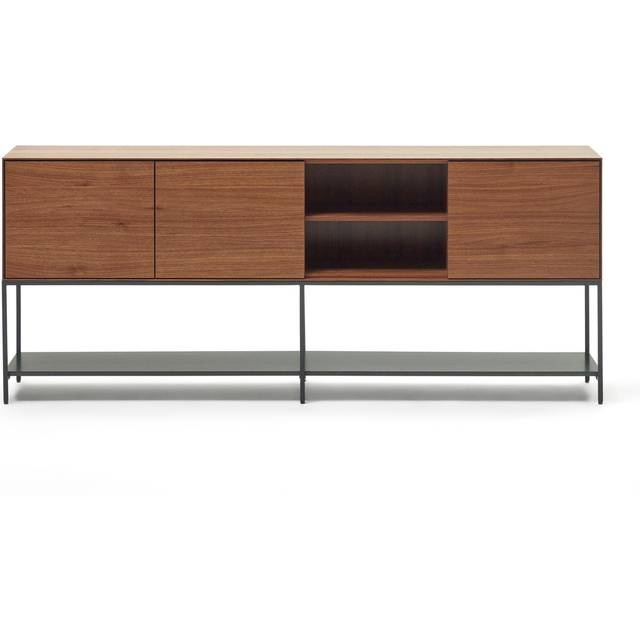 Vedrana 3 door sideboard in walnut veneer with steel legs, 195 x 80 cm - Natural