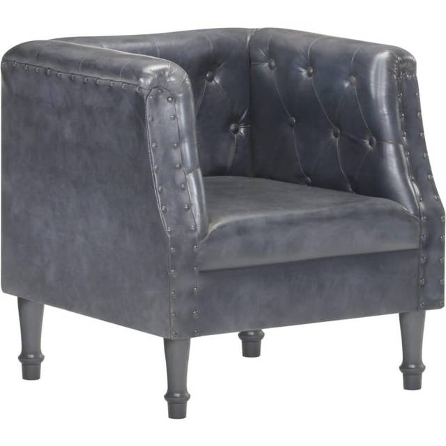 vidaXL Armchair Grey Real Leather