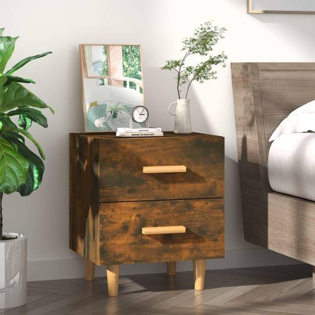 vidaXL Bed Cabinet Smoked Oak 40x35x47.5 cm - Brown