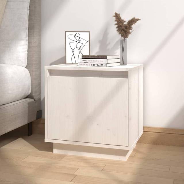 vidaXL Bedside Cabinet White 40x30x40 cm Solid Wood Pine
