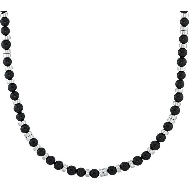 s.Oliver Halsband Herrset, med agat, 46+5 cm, Svart, Kommer i smyckespresentask, 2031485