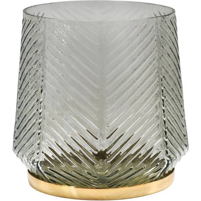 Ivyline Elm Embossed Candle Holder Clear Grey H20cm Pale Grey One Size