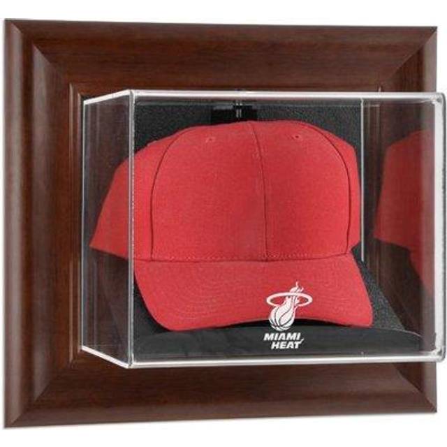 Miami Heat Team Logo Brown Framed Wall-Mountable Cap Display Case