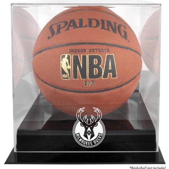 Milwaukee Bucks Black Base Team Logo Basketball Display Case with Mirrored Back