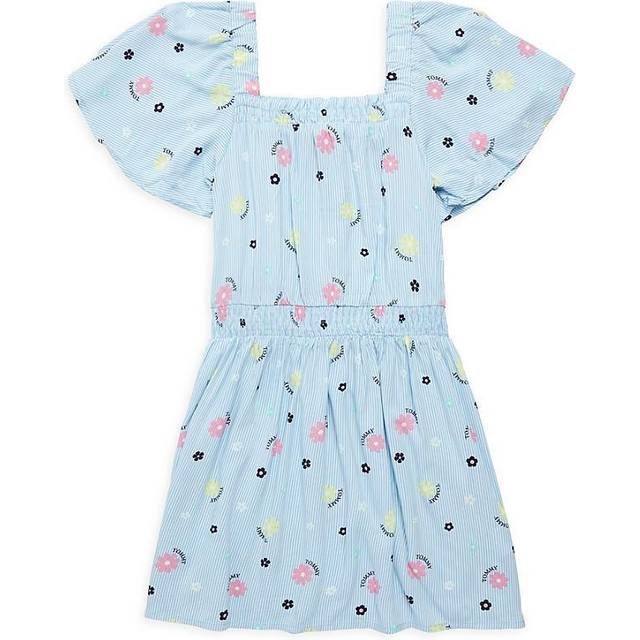 Tommy Hilfiger Girls' Flutter Sleeve Dress  Smocked Style with Cinched
