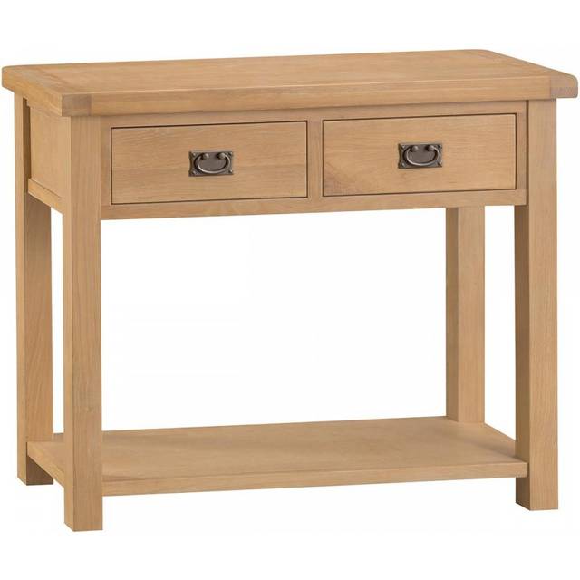 Carrabba Oak 2 Drawer Console Table - Medium Oak - Brown