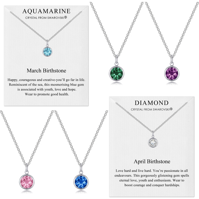 January (Garnet) Birthstone Necklace Created with Swarovski Crystals - Multicoloured
