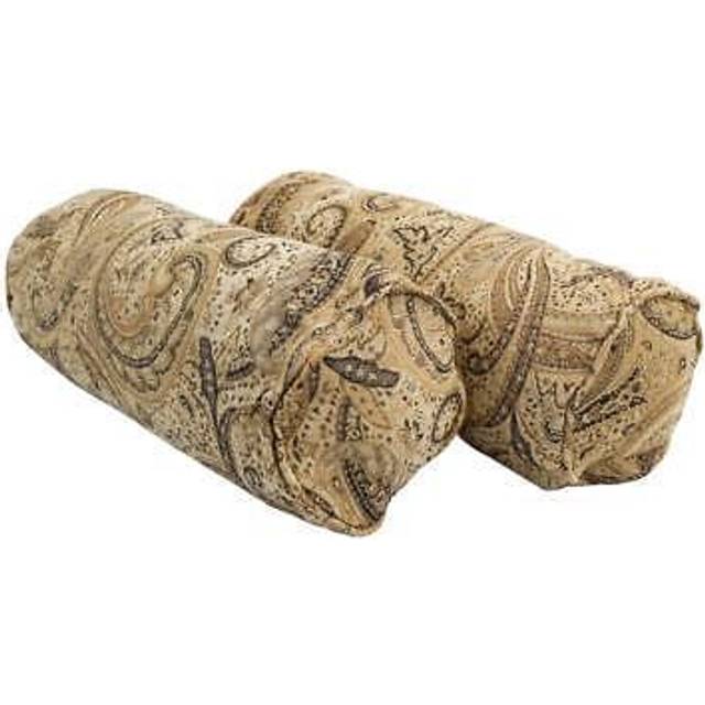 Blazing Needles Corded Jacquard Chenille Bolster Pillow, 20 x 8, Tan Paisley 2 Count