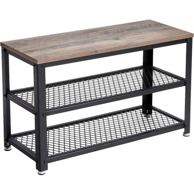 Industrial Storage Shoe Bench, Greige + Black