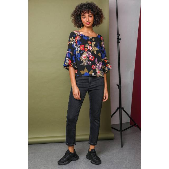 Floral Printed Bardot Tunic Top - Multi - 16