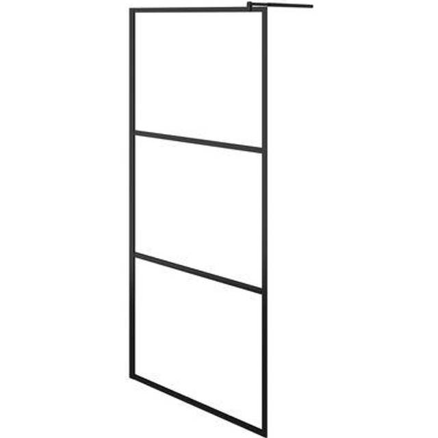 vidaXL Walk-in Shower Wall with Clear ESG Glass Black 100x195 cm