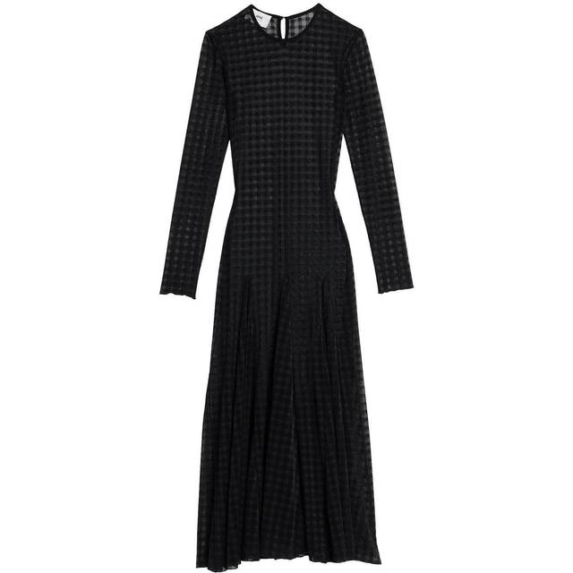 AMI Paris Black Gingham Midi Dress - 001 Noir - L