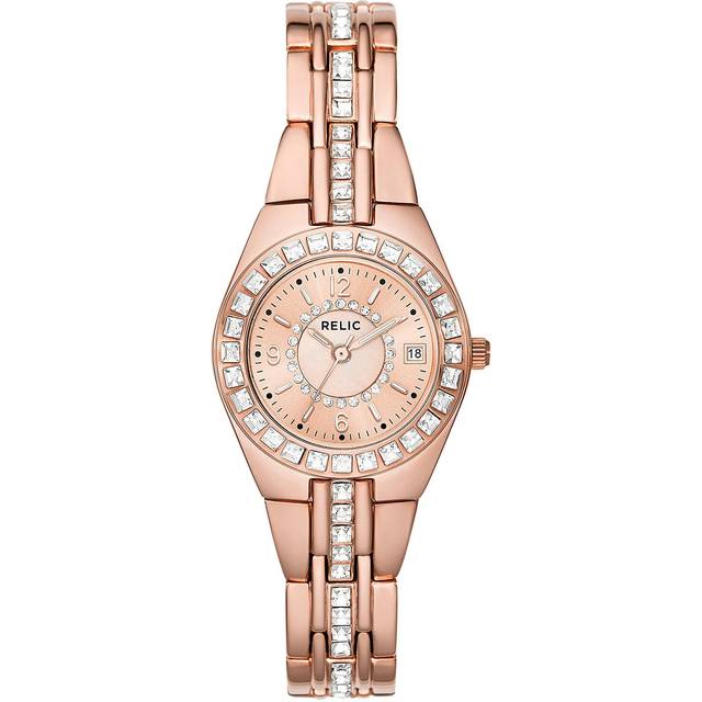 Relic by Fossil Women 's Queen 's Court Stainless Steel Three-Hand Watch Color: Rose Gold (Model: ZR12163)