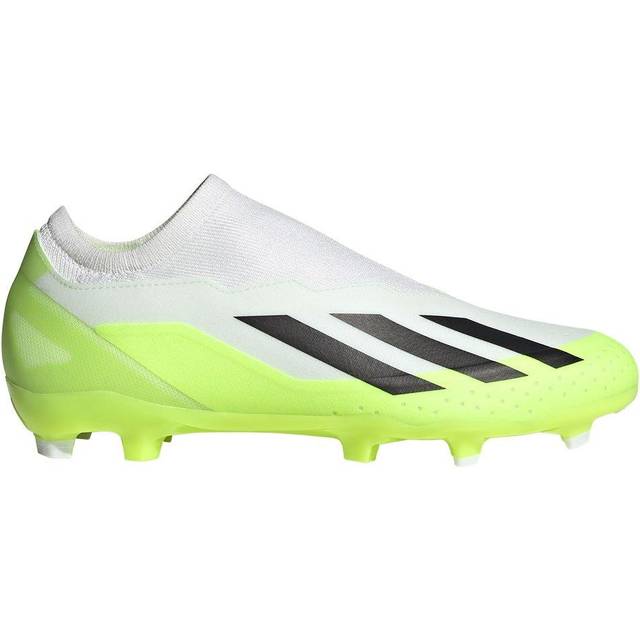 adidas Unisex - Vuxen X CRAZYFAST.3 LL FG, Cloud White/Core Black/Lucid Lemon, 46 EU